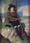 Isaac Oliver Unknown Young Man with a garden view oil painting
